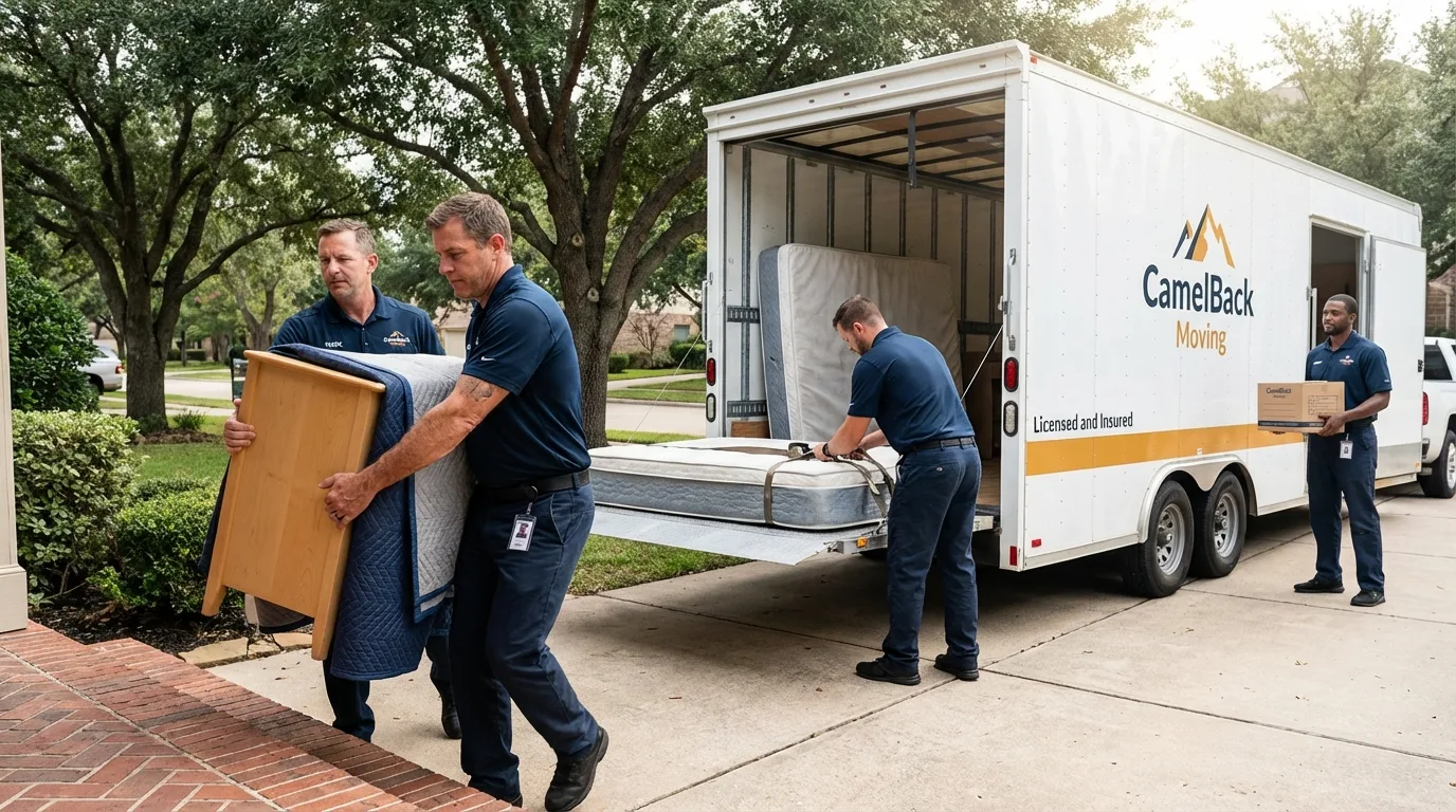 Crew loading residential truck for cross-state move from Grifton, NC