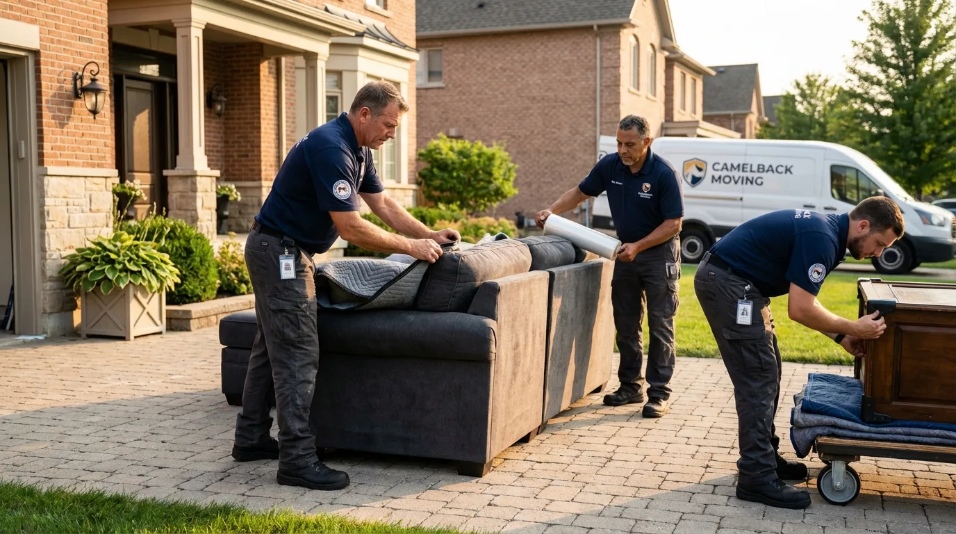 Large estate moving crew wrapping furniture in Grifton, NC